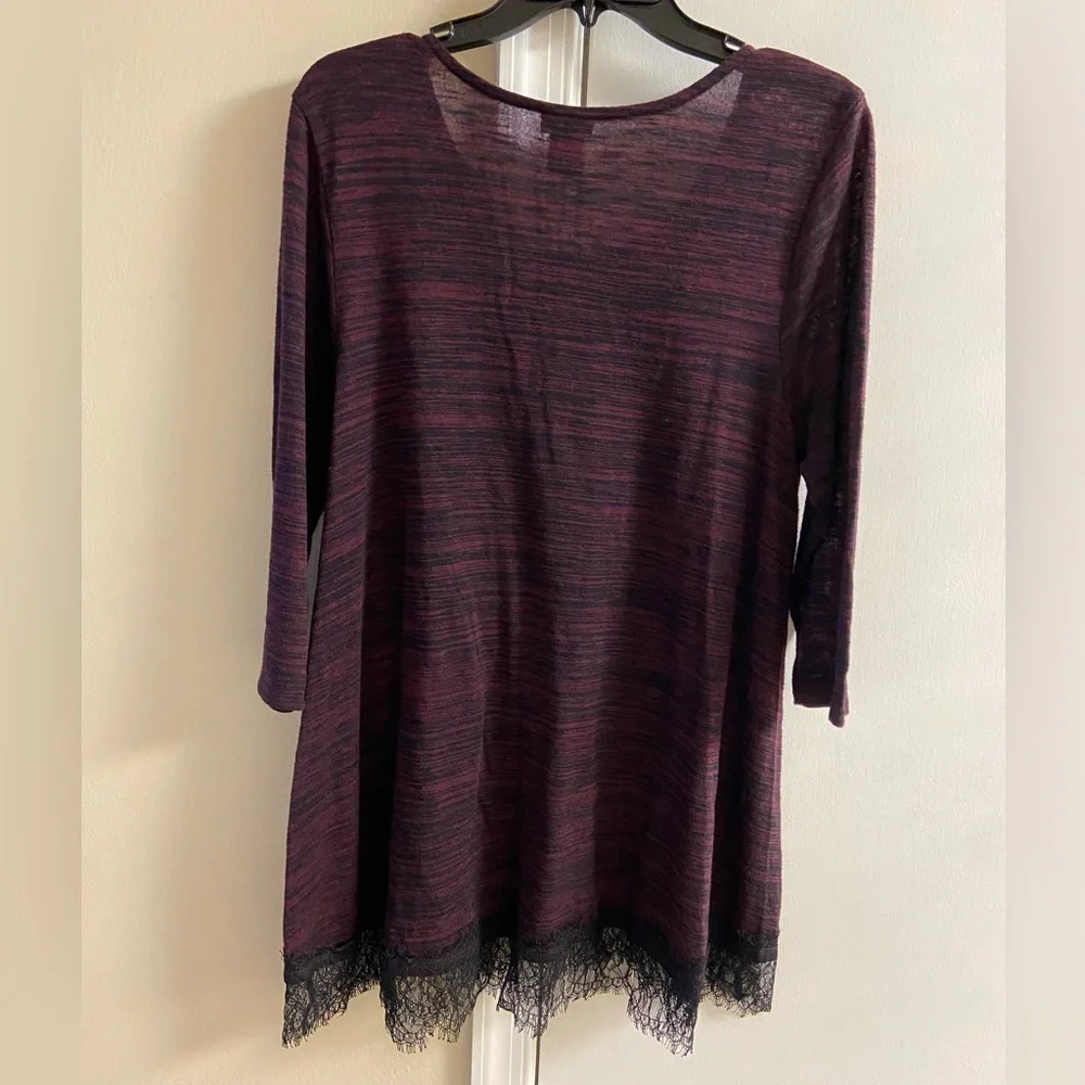 Torrid sweater tunic length burgundy 3/4‎ sleeves 1X